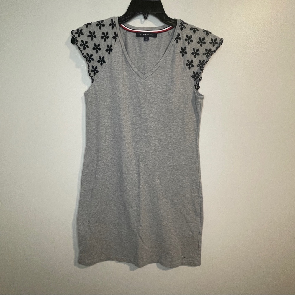 Tommy Hilfiger Pique Eyelet Sleeve Knit Dress Women S Grey